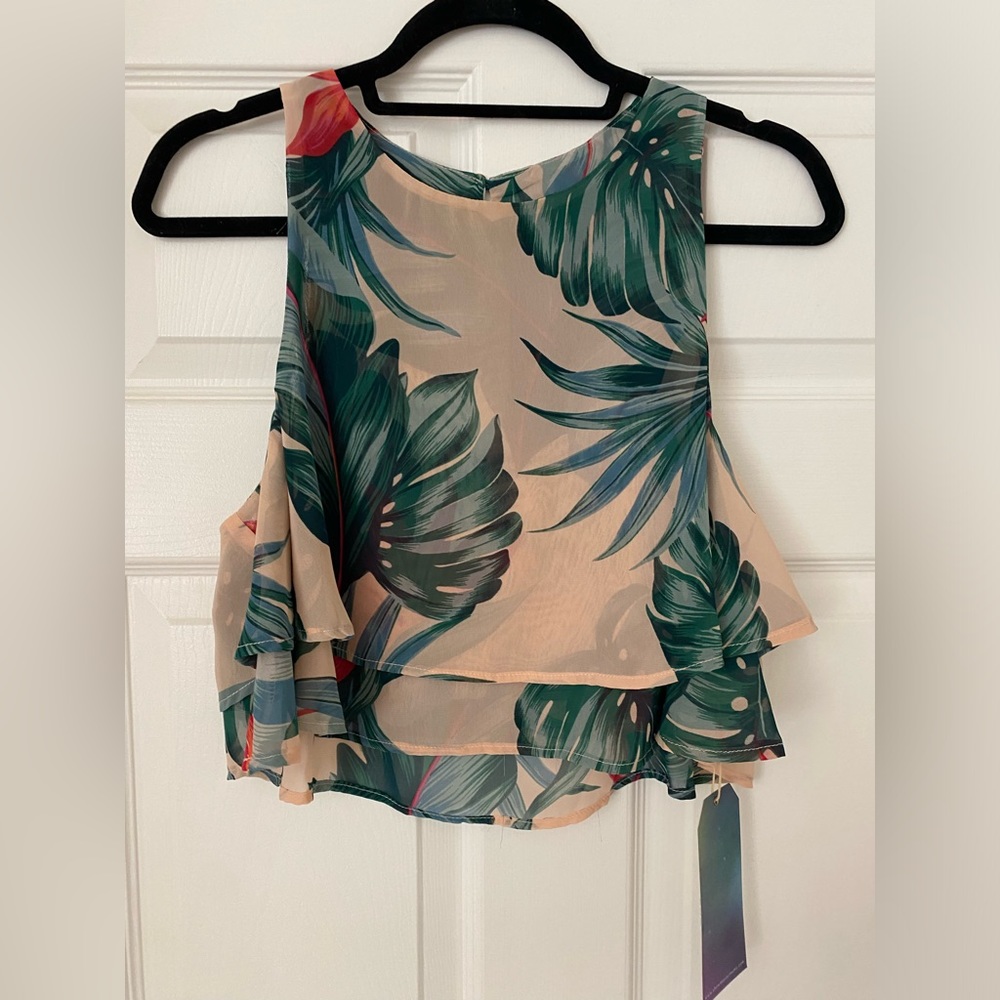 Show Me Your Mumu Tropical Flowy Crop Top, Large